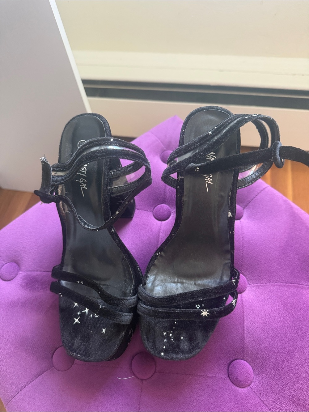 Mossimo Supply Co. Black Velvet Strappy Star-Embellished Heels